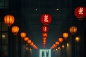夜晚车窗上密集雨痕，路灯映成模糊光斑